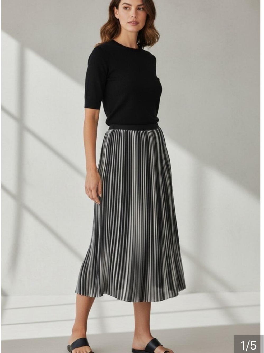 $248 NWT Eileen Fisher Ombre Pleated Midi Skirt size S